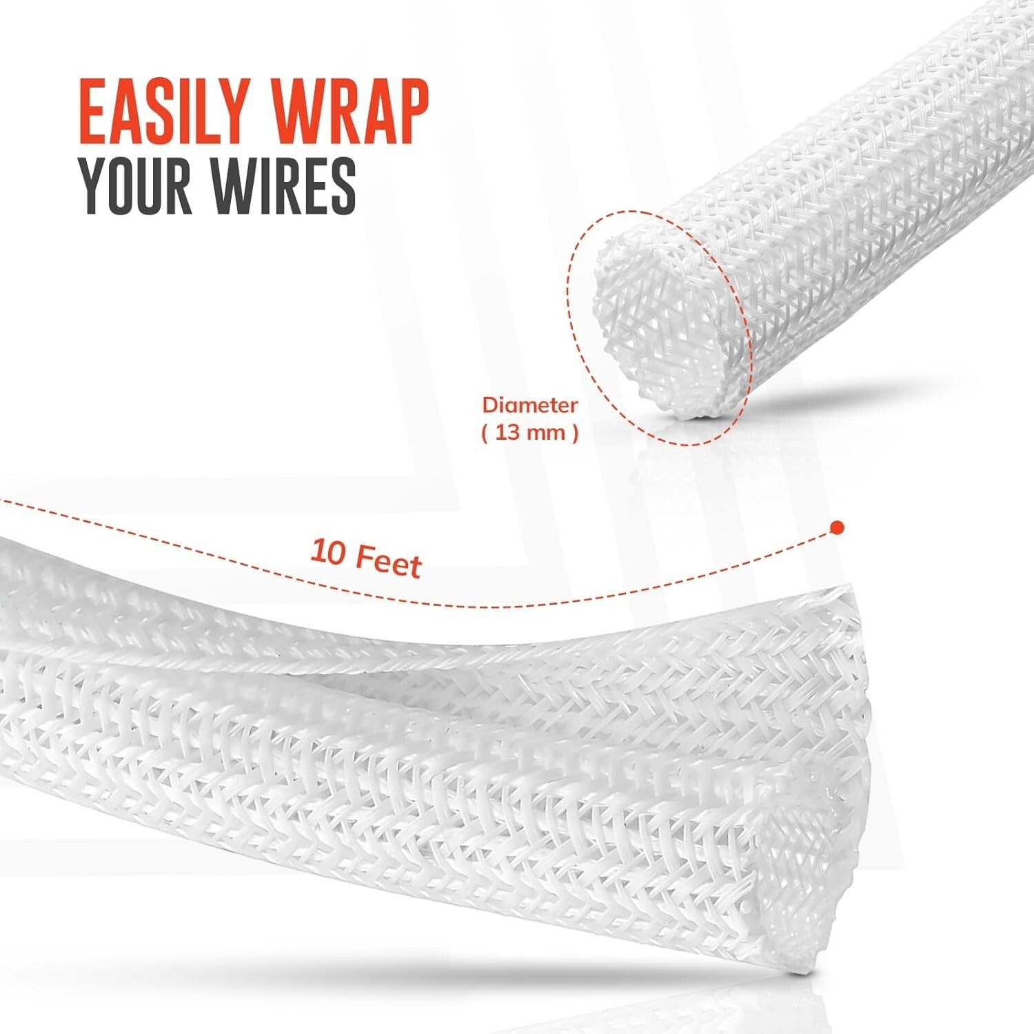 10Ft-1/2Inch Cable Tidy Sleeves Wire Covers for Computer, TV, Home, Office