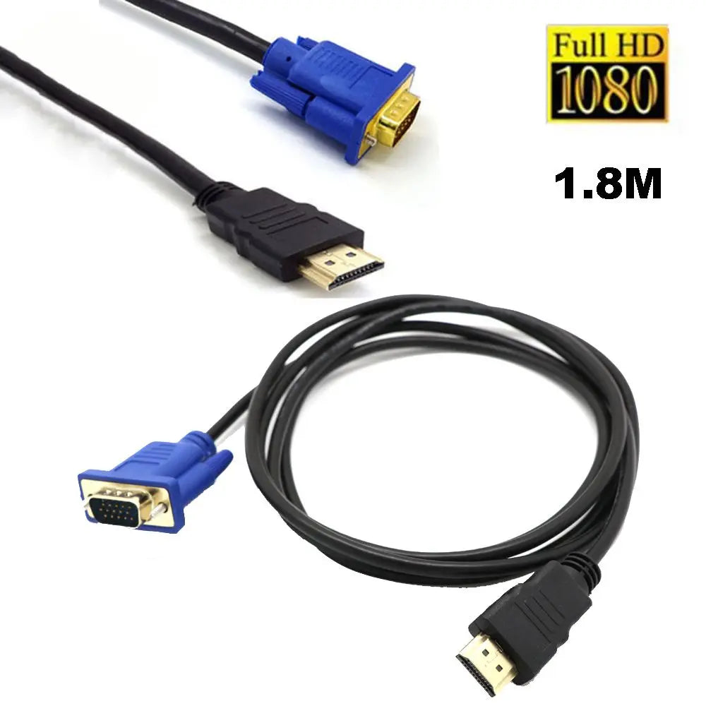 1-5M Hot Digital Video Connector Male to Male Hd-Compatible to VGA Converter AV Adapter Cord Display Output for PC HDTV