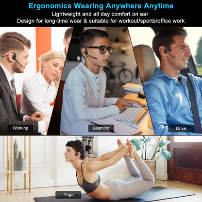 Idigmall Bluetooth 5.3 Headset with Microphone, Open Ear Headphones W/Noise Canc