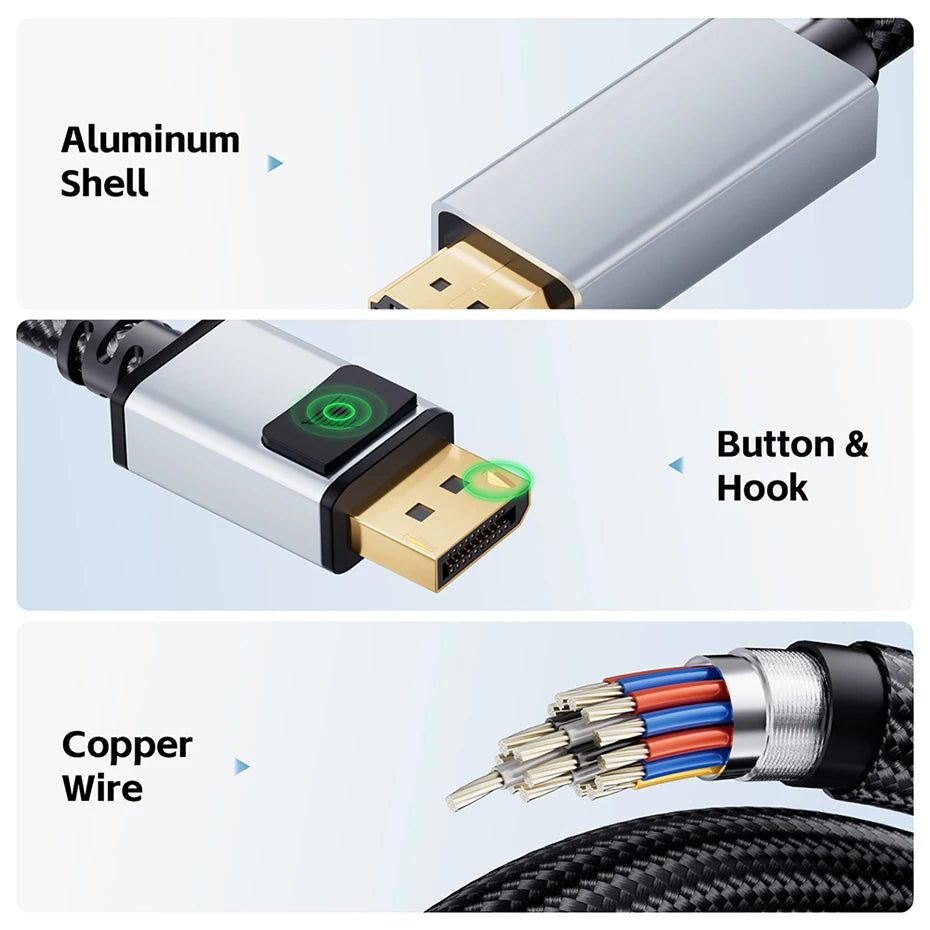 Displayport to HDMI Cable 4K 60Hz/30Hz Short DP to HDMI Cables with Audio 4K Displayport to HDMI 2.0 Cabl Kabel 1.8M/1M/0.5M