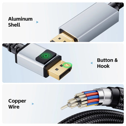 Displayport to HDMI Cable 4K 60Hz/30Hz Short DP to HDMI Cables with Audio 4K Displayport to HDMI 2.0 Cabl Kabel 1.8M/1M/0.5M
