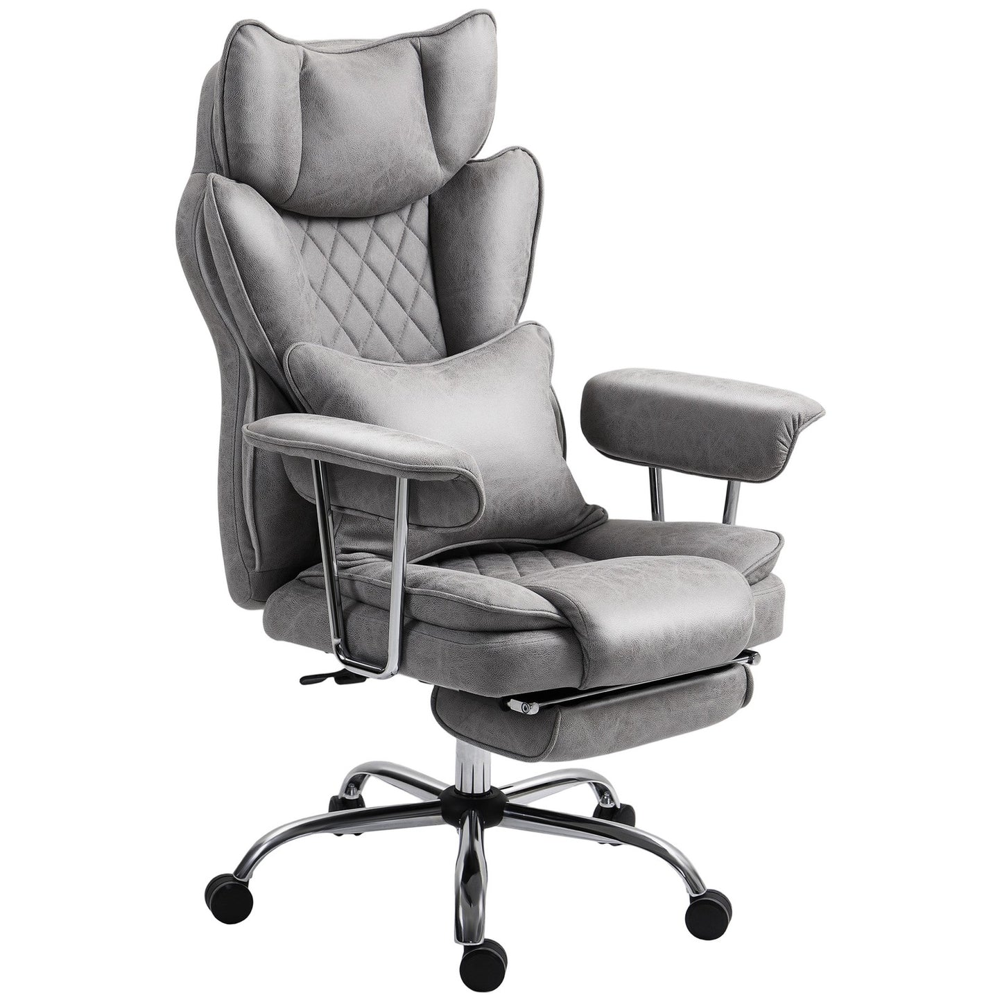 Home Office Chair, Leathaire Desk Chair with Lumbar Support Pillow, Grey