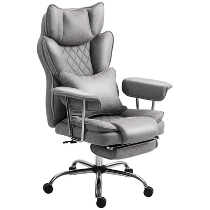 Home Office Chair, Leathaire Desk Chair with Lumbar Support Pillow, Grey