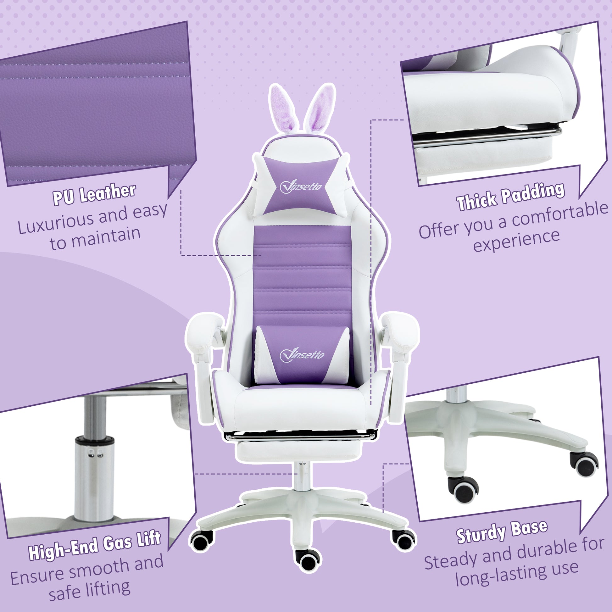 Racing Gaming Chair Reclining PU Leather Computer Chair with Headrest, Yellow