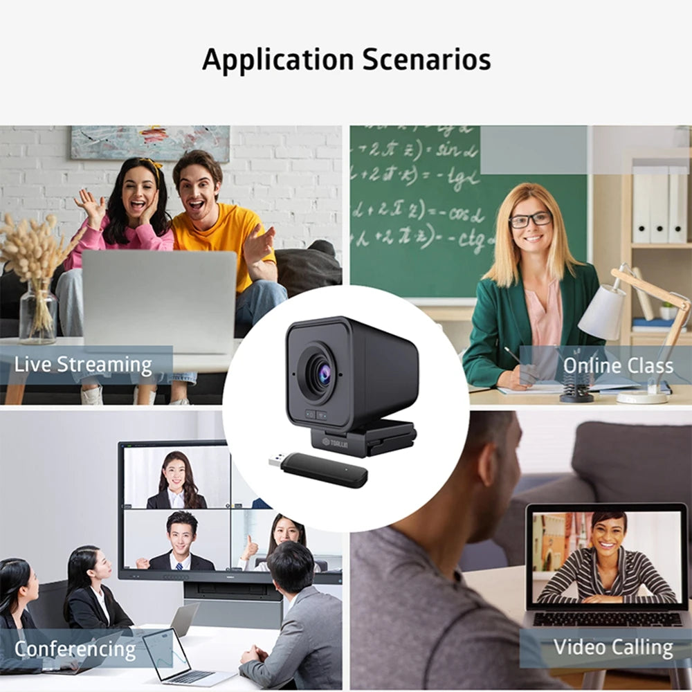 Wireless Webcam 1080P PC Camera, with Microphone, 2.4Ghz Wireless Web Camera for Tiktok/Yotube Streaming Video Calling