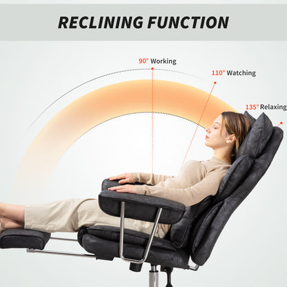 Home Office Chair, Leathaire Desk Chair with Lumbar Support Pillow, Grey