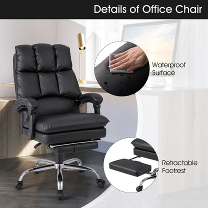 Ergonomic Adjustable High Back Rolling Computer Chair with Retractable Footrest