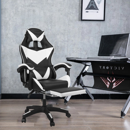 Swivel Gaming Chair Massage Chair with Footrest Lumbar Sports PC Computer Chairs