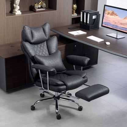 Home Office Chair, Leathaire Desk Chair with Lumbar Support Pillow, Grey
