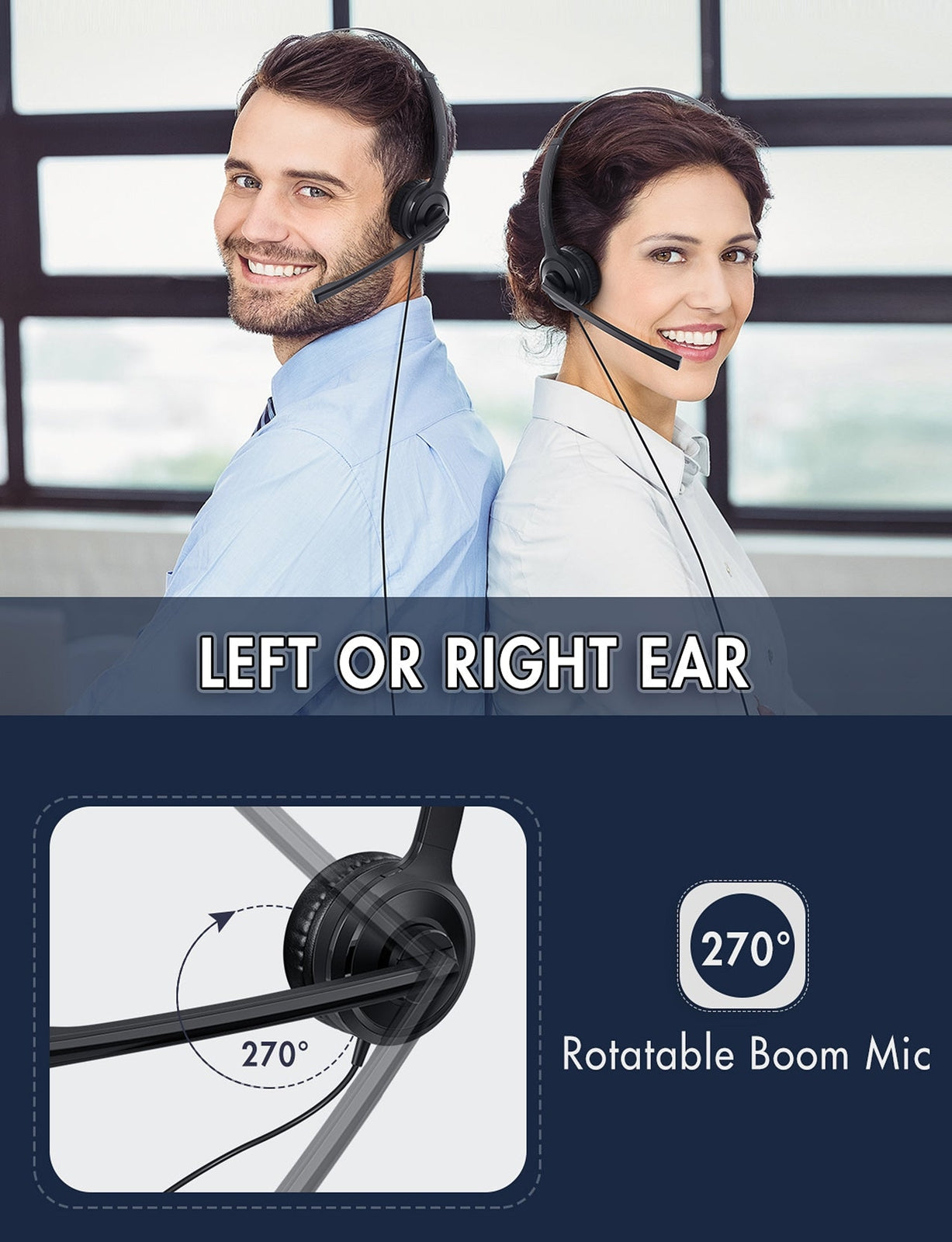 Mpow H323 Single-Sided USB/3 5Mm Wired Headset with Microphone