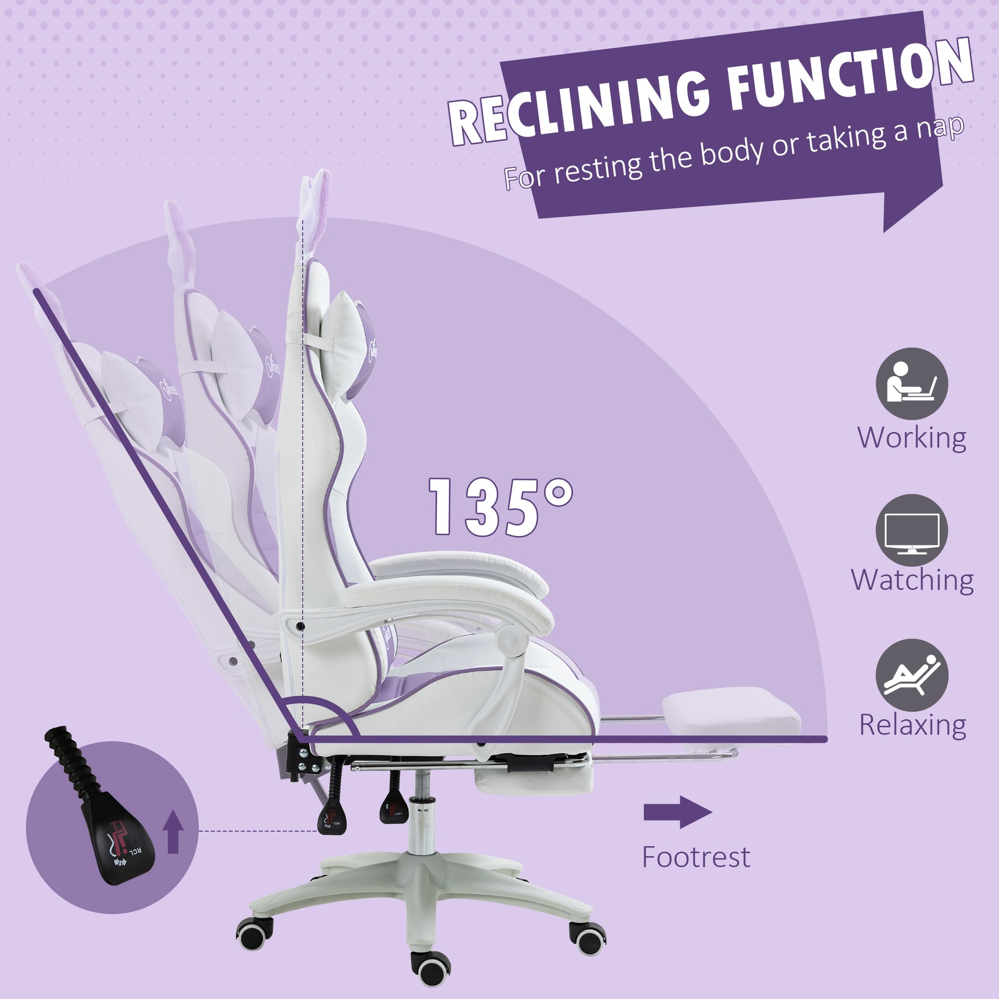 Racing Gaming Chair Reclining PU Leather Computer Chair with Headrest, Yellow