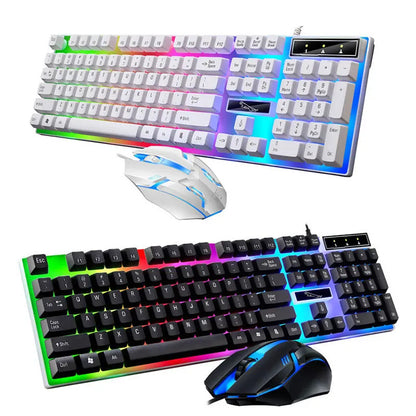 Mechanical Gaming Keyboard Mouse Combo Set LED Light Backlit Computer Desktop PC
