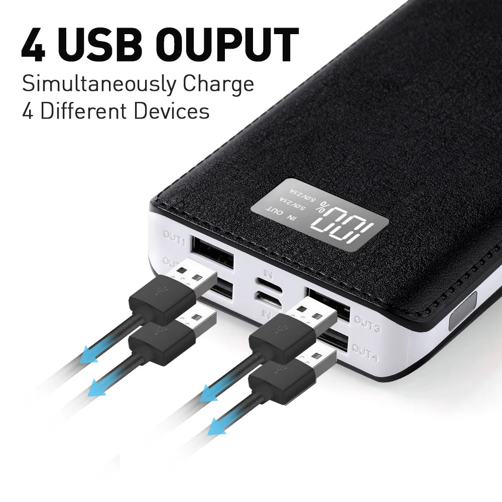 12000Mah Power Bank 4 USB Fast Charger Battery Pack for Phone & Vest Heated High-Capacity External Battery Power Bank