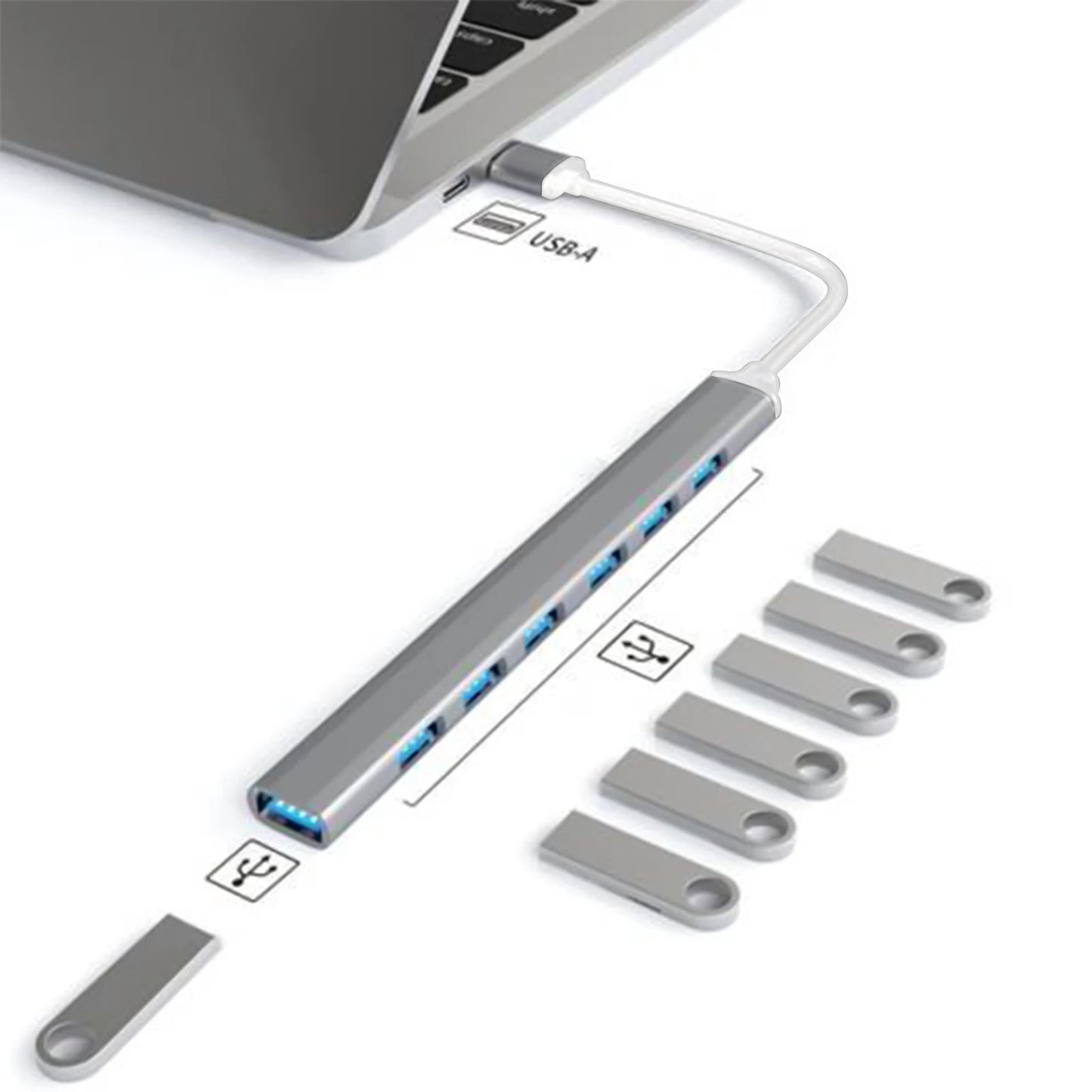 7 Ports USB HUB USB C USB 3.0 HUB 7-In-1 Type C Multi-Port USB Splitter OTG Adap