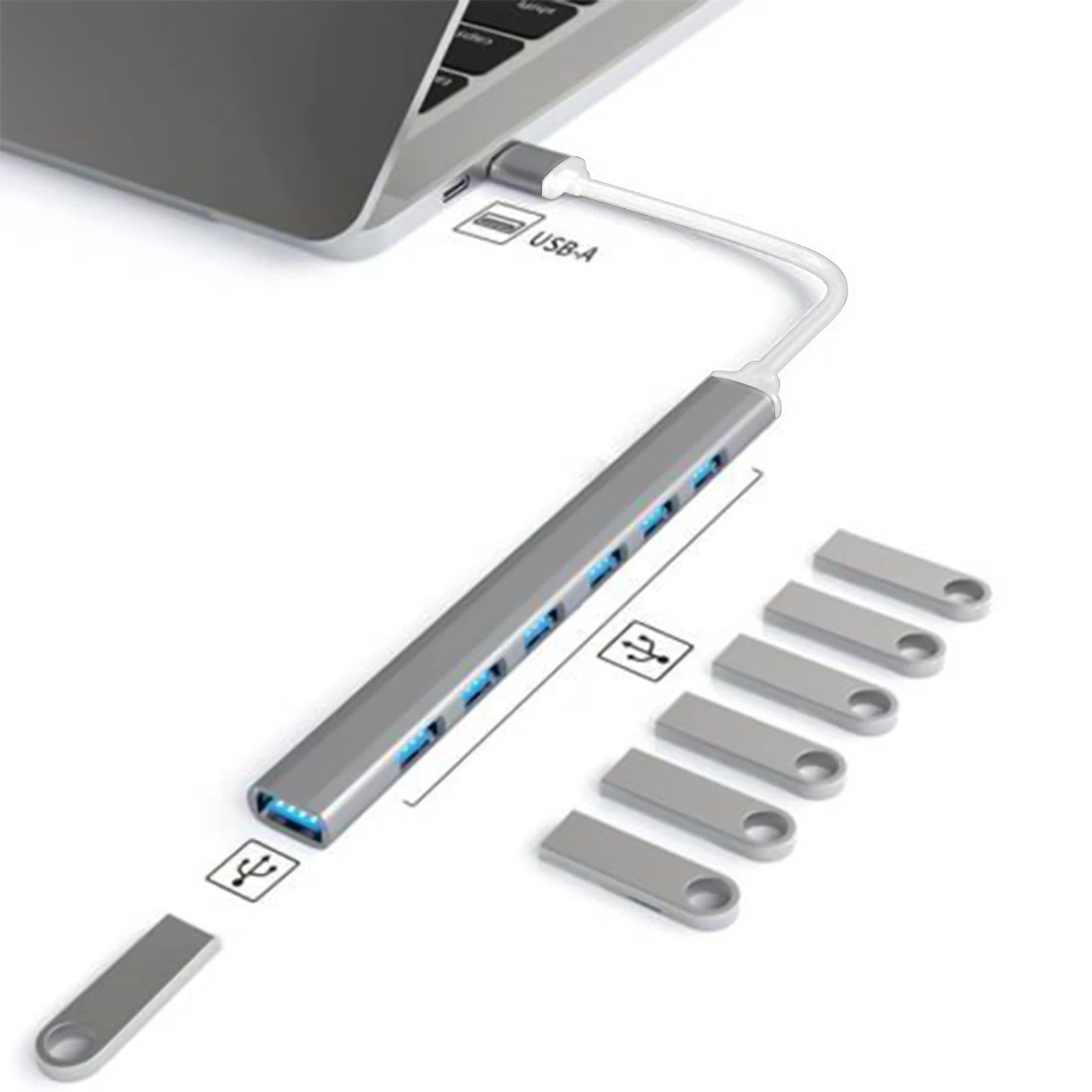 7 Ports USB HUB USB C USB 3.0 HUB 7-In-1 Type C Multi-Port USB Splitter OTG Adap