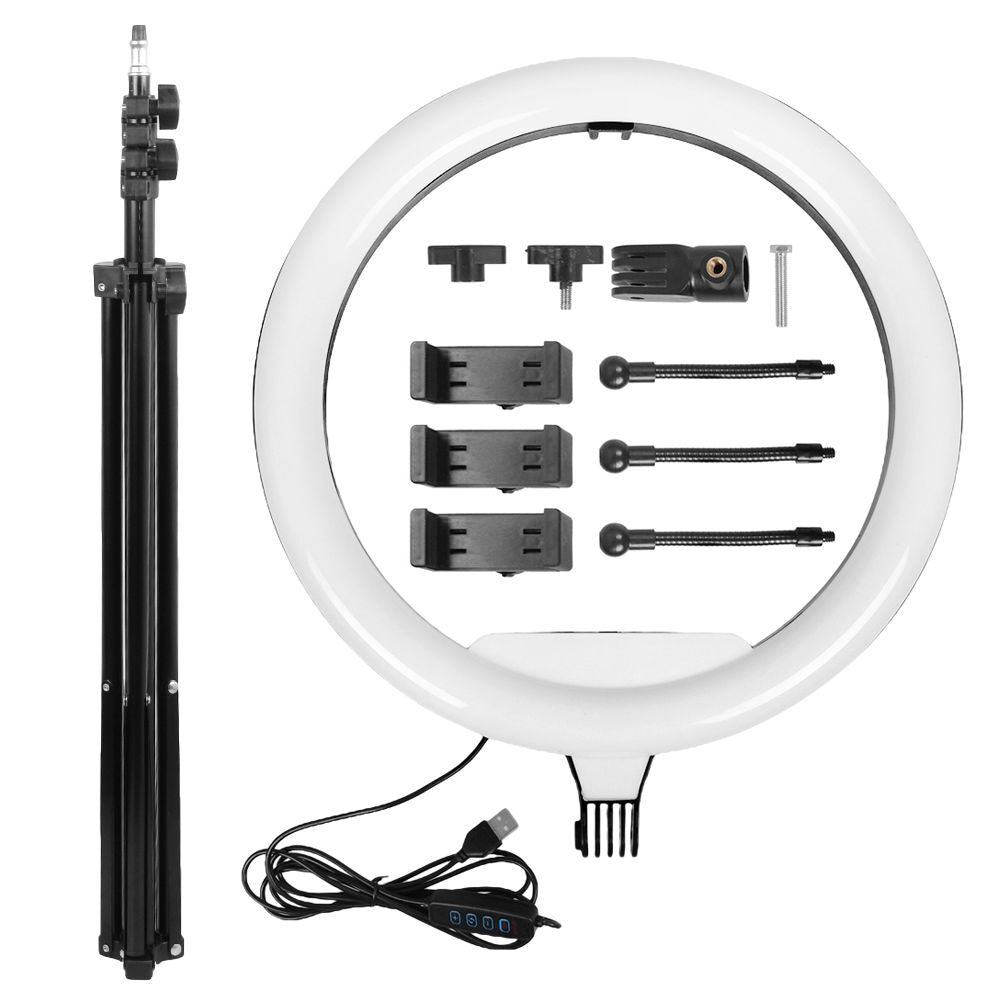 12" 14" Ring Light with Tripod Stand & Phone Holder Selfie Ring Light Live Video