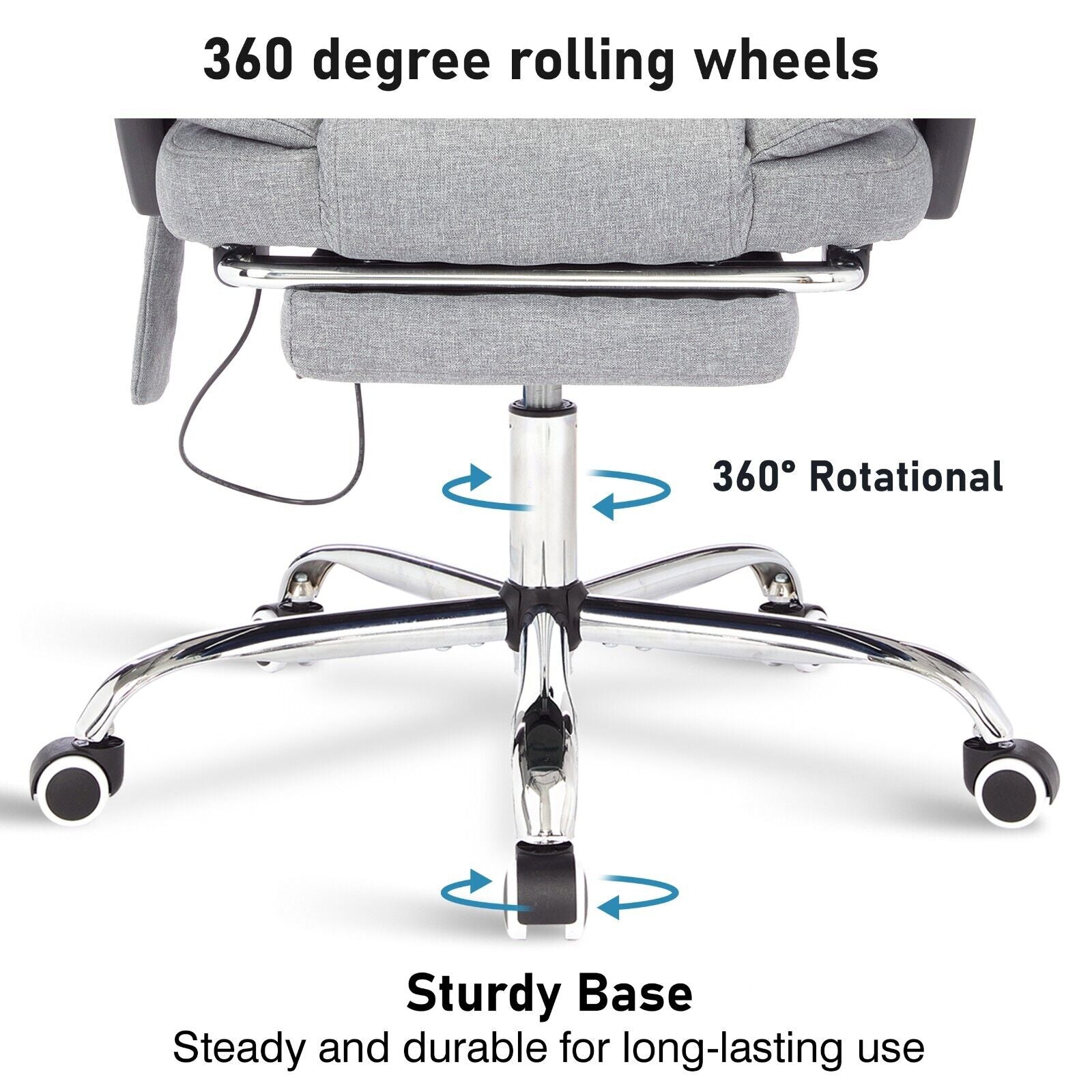 Massage Office Chair Gaming Computer Desk Swivel Recliner Chair Leather Footrest