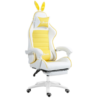 Racing Gaming Chair Reclining PU Leather Computer Chair with Headrest, Yellow
