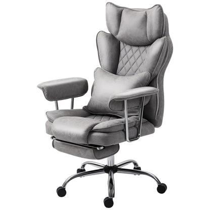 Home Office Chair, Leathaire Desk Chair with Lumbar Support Pillow, Grey