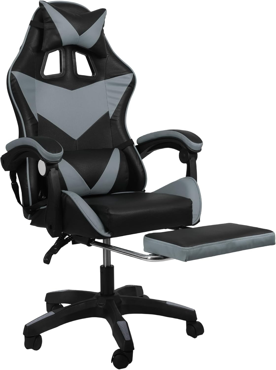 Swivel Gaming Chair PU Leather Home Office Chair W/ Footrest Computer PC Chair