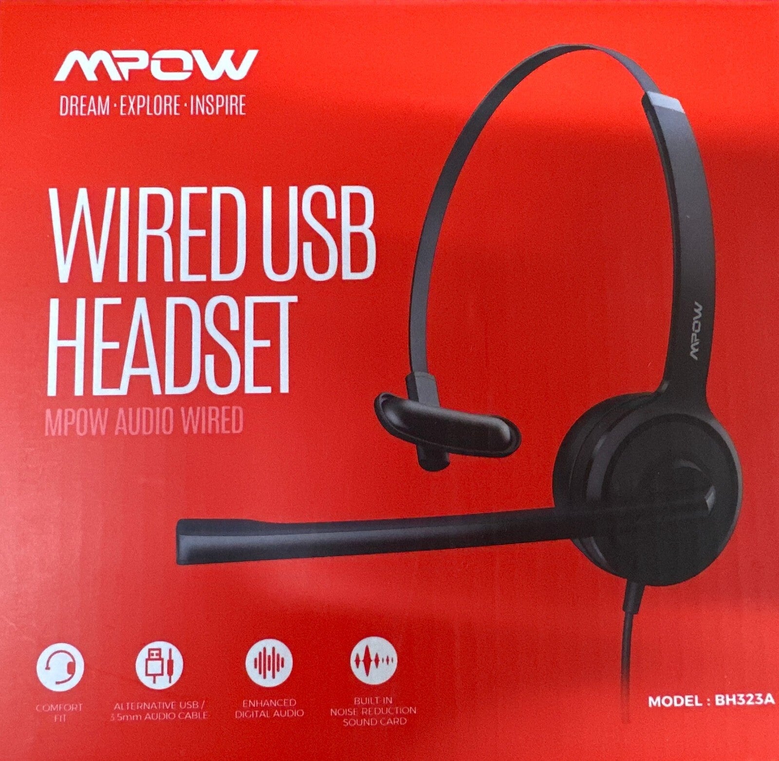 Mpow H323 Single-Sided USB/3 5Mm Wired Headset with Microphone