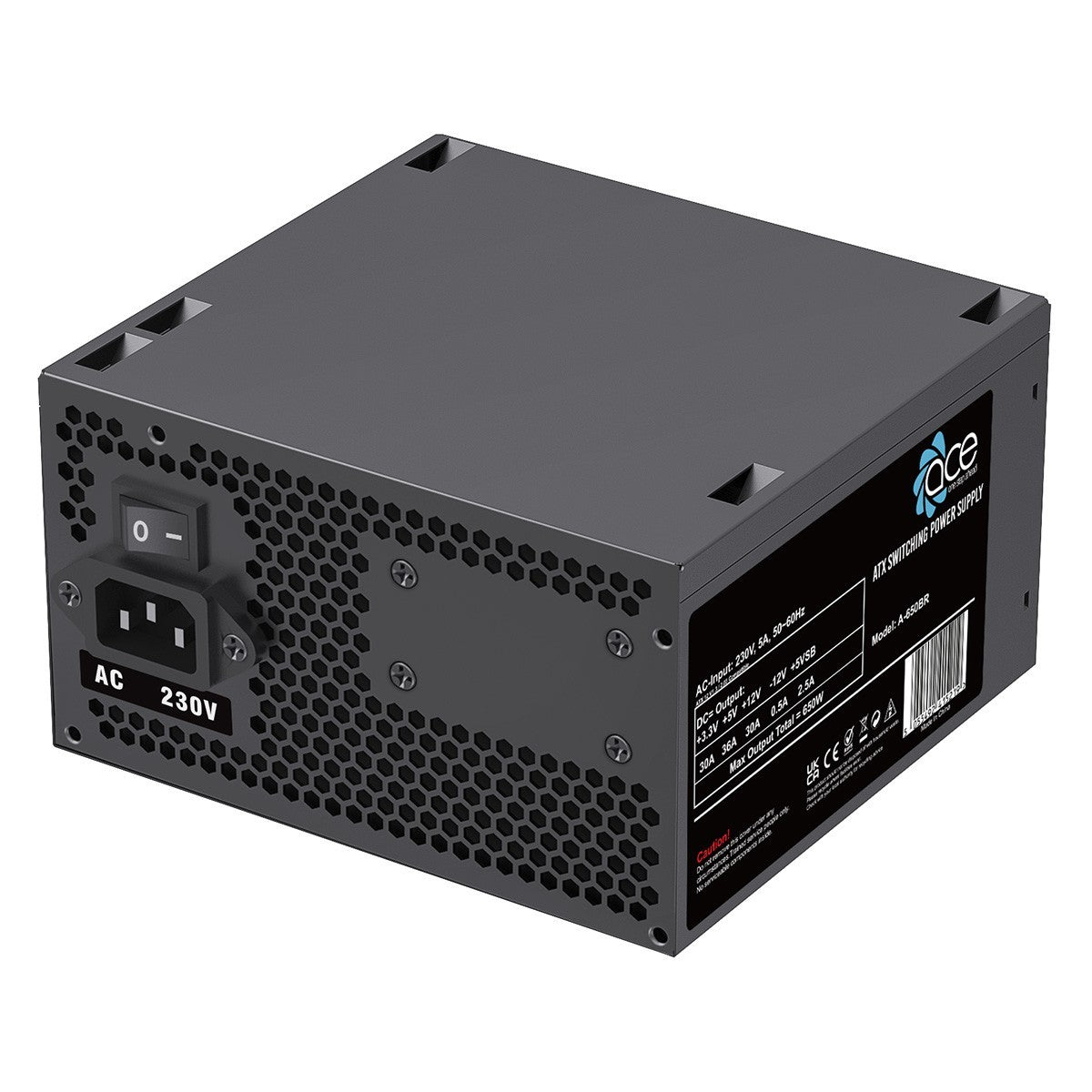 Black 650W PSU Power Supply Computer Desktop PC ATX 12CM Fan PCI-E SATA UK