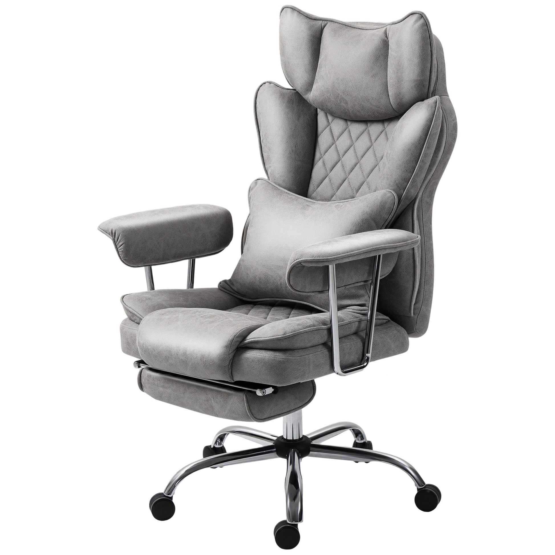 Home Office Chair, Leathaire Desk Chair with Lumbar Support Pillow, Grey
