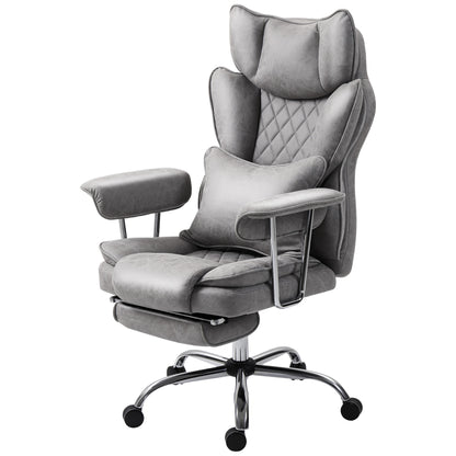 Home Office Chair, Leathaire Desk Chair with Lumbar Support Pillow, Grey