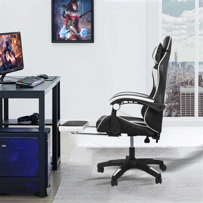 Swivel Gaming Chair Massage Chair with Footrest Lumbar Sports PC Computer Chairs