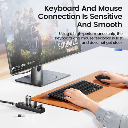 USB 3.0 HUB 7Ports Splitter High-Speed Transmission Type C HUB Laptop Expansion Computer Computer Accessories