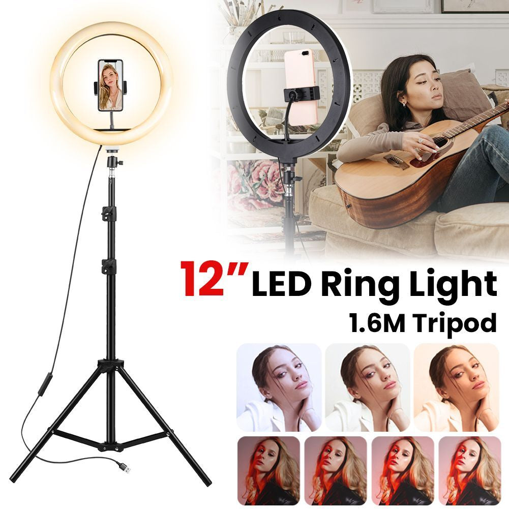 12" 14" Ring Light with Tripod Stand & Phone Holder Selfie Ring Light Live Video