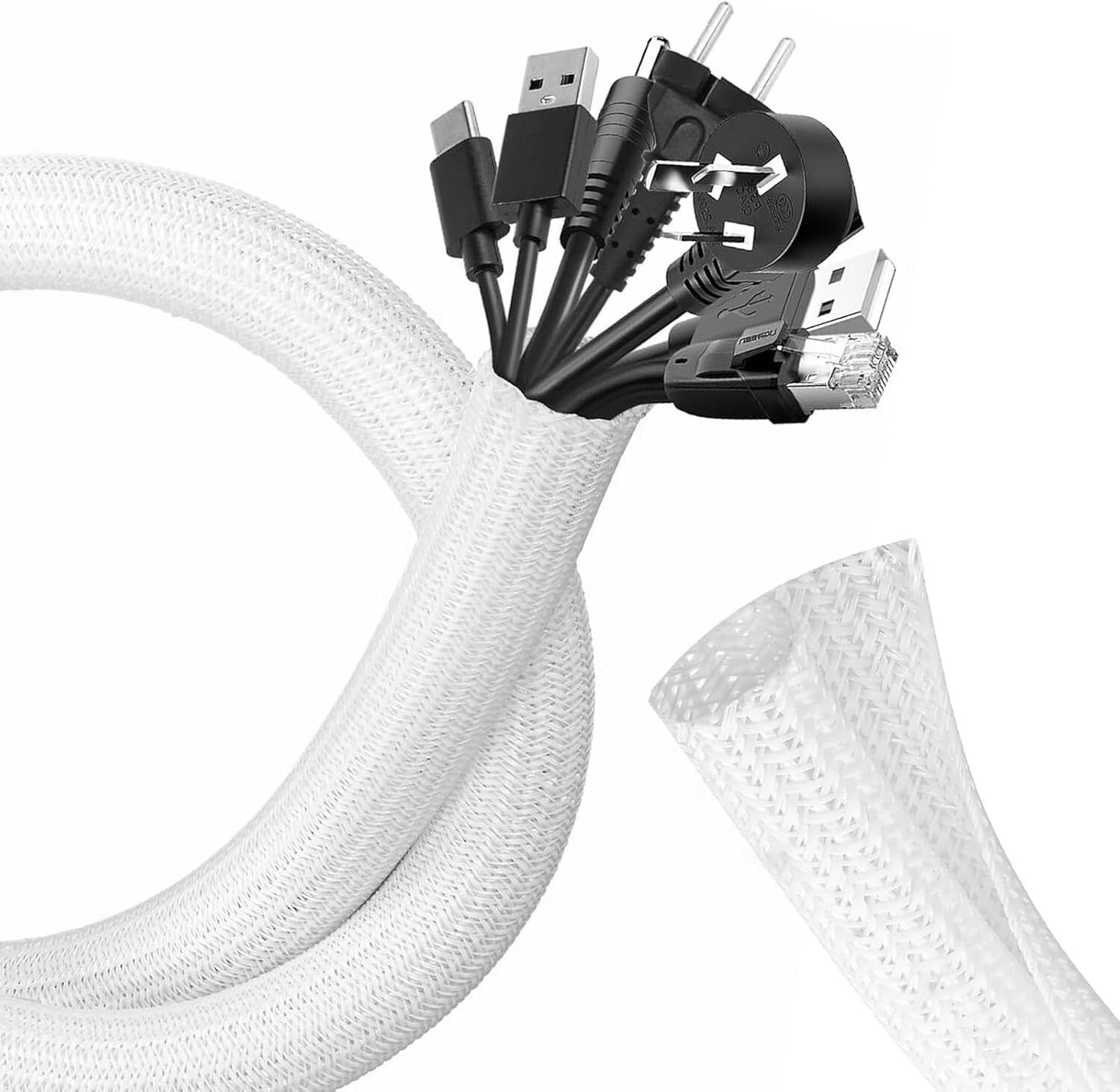 10Ft-1/2Inch Cable Tidy Sleeves Wire Covers for Computer, TV, Home, Office
