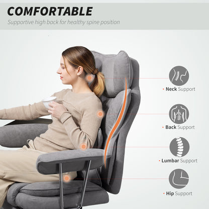Home Office Chair, Leathaire Desk Chair with Lumbar Support Pillow, Grey