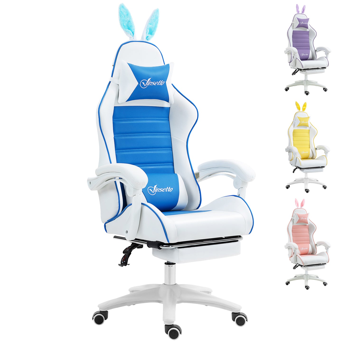 Racing Gaming Chair Reclining PU Leather Computer Chair with Headrest, Yellow