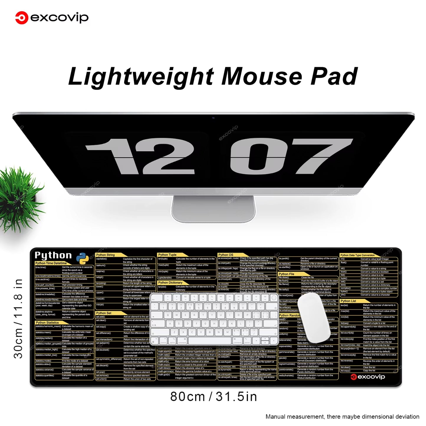 Python Programing Mouse Pad Large Shortcuts Cheat Sheet Keyboard Mousepad Stitched Edge Non-Slip Base Desk Mat for Engineer