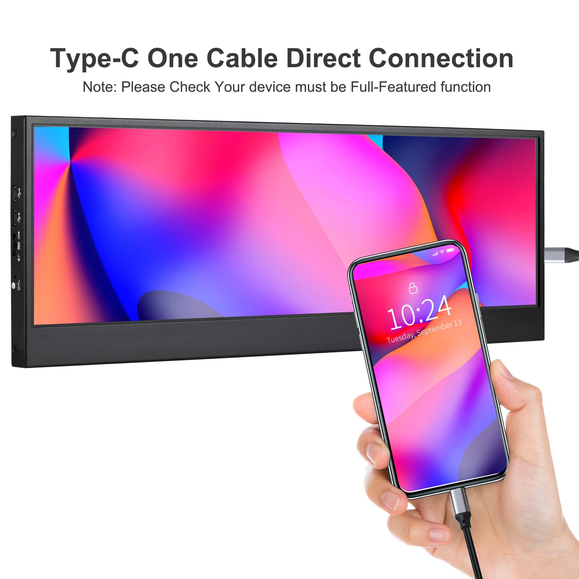 14 Inch Widescreen Stretched Bar Monitor 3840X1100 4K IPS LCD Monitor Aida64 Raspberry Pi Win10 11 PC Secondary Monitor