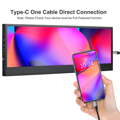 14 Inch Widescreen Stretched Bar Monitor 3840X1100 4K IPS LCD Monitor Aida64 Raspberry Pi Win10 11 PC Secondary Monitor